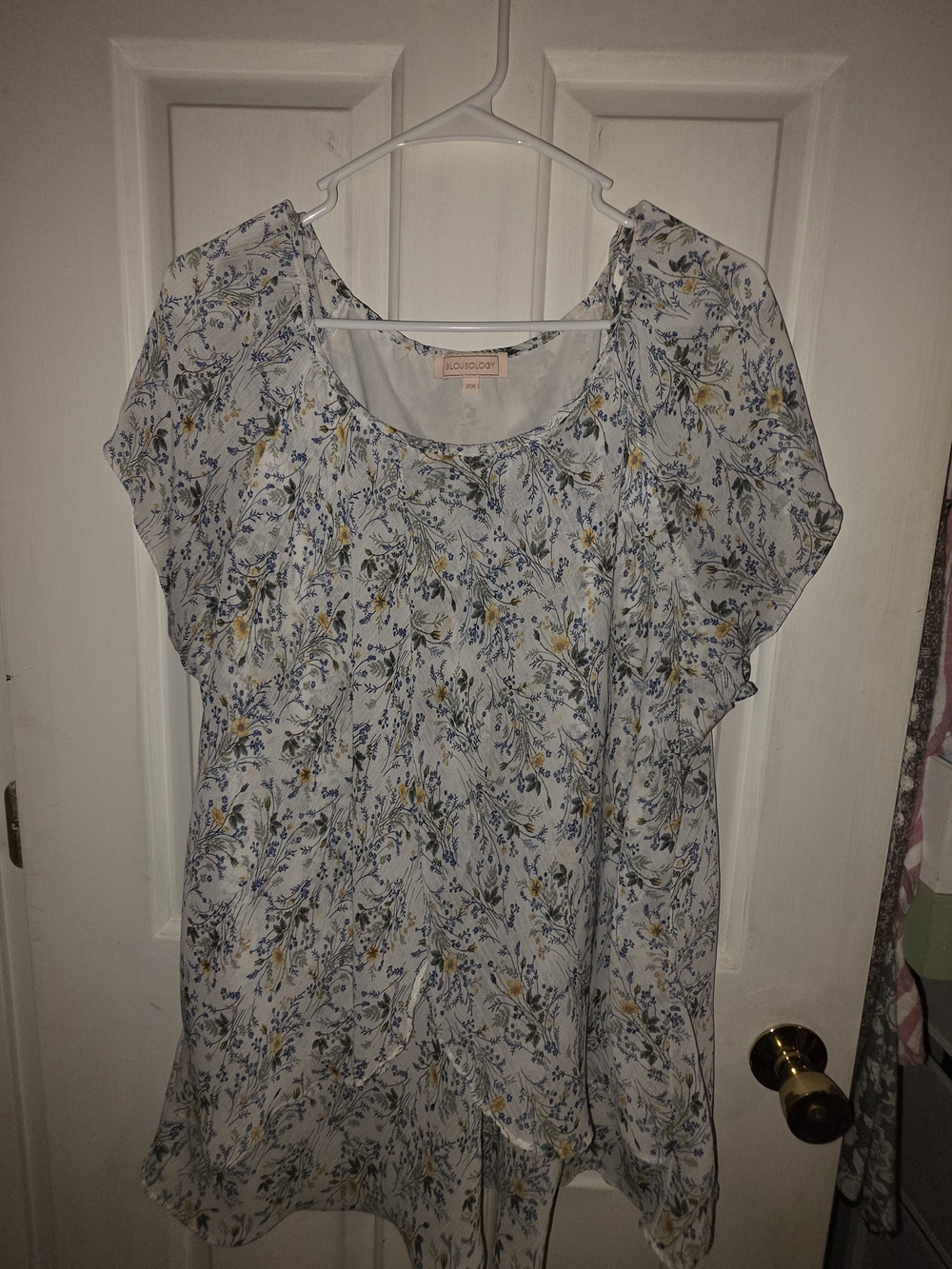 Kensie Sky Blue Floral Flutter Sleeve Tunic